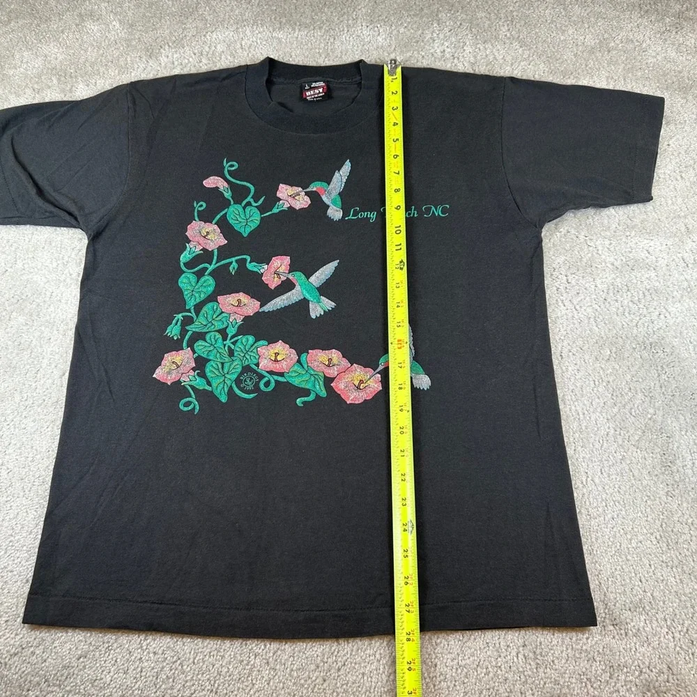 Vintage 90s FOTL T-Shirt Mens L Black 1992 Hummingbird Long Beach NC Graphic USA